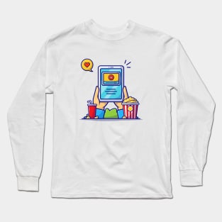 Watching Movie Online Cartoon Vector Icon Illustration Long Sleeve T-Shirt